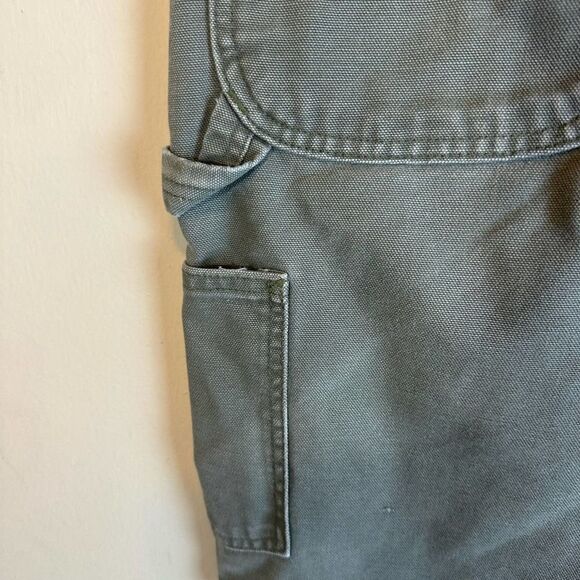 Carhartt VTG Olive Green Leather Patch Canvas Carpenter Shorts Men’s 44 x 8 Read - Picture 6 of 10